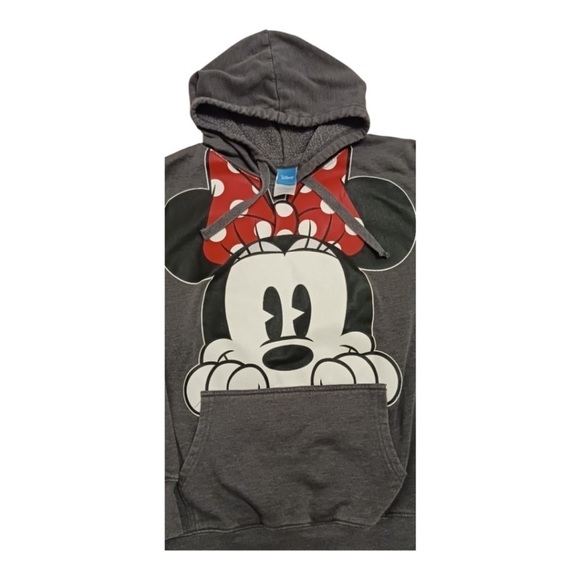 Disney Minnie Mouse Peeking Head Hoodie Gray - Picture 2 of 5